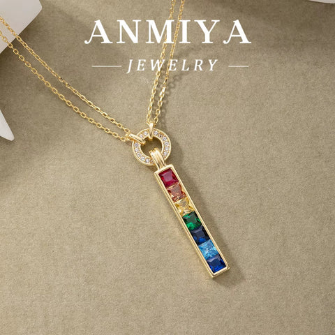 Colored Zircon Pendant S925 Silver Inoxidable Temperament Collarbone Necklace for Girls