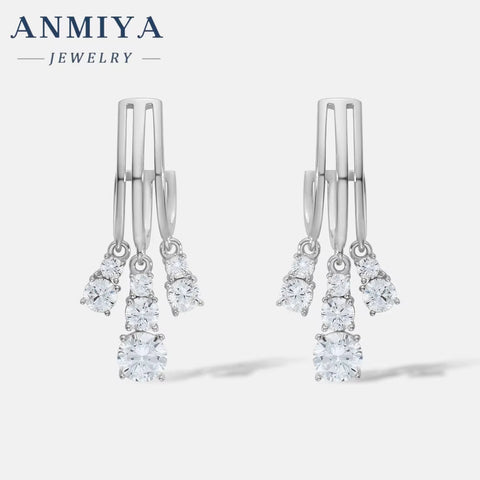 Temperament Jewelry Tassel Full of Diamond Zircon 925 Silver Long Tassel Earrings