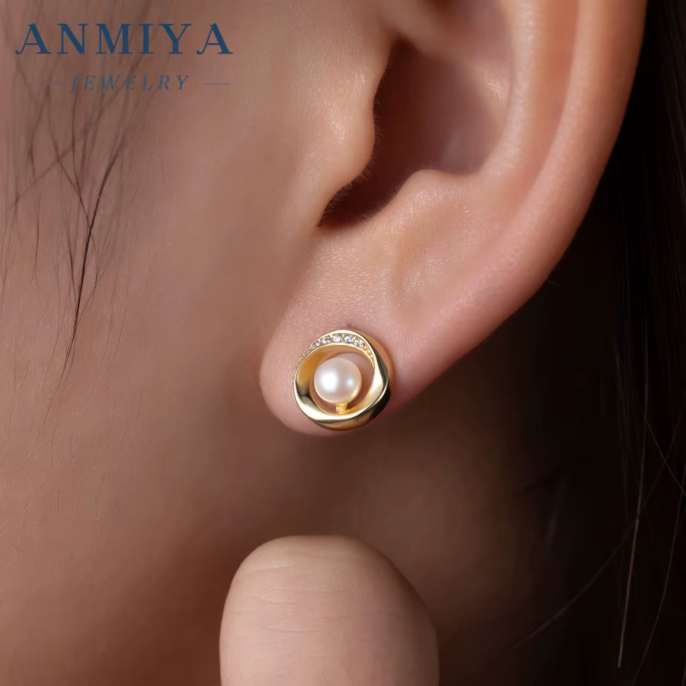 Fashion Women Wedding Pearl Pendant Earrings Necklace Sets Simple 18K Gold Plated Bridal Pearl Jewelry Sets