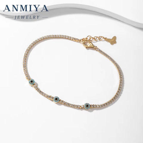 ANMIYA Delicate Jewelry 925 Silver Chain Bracelet for Women Gold Plated Link Chain Fine Bracelets