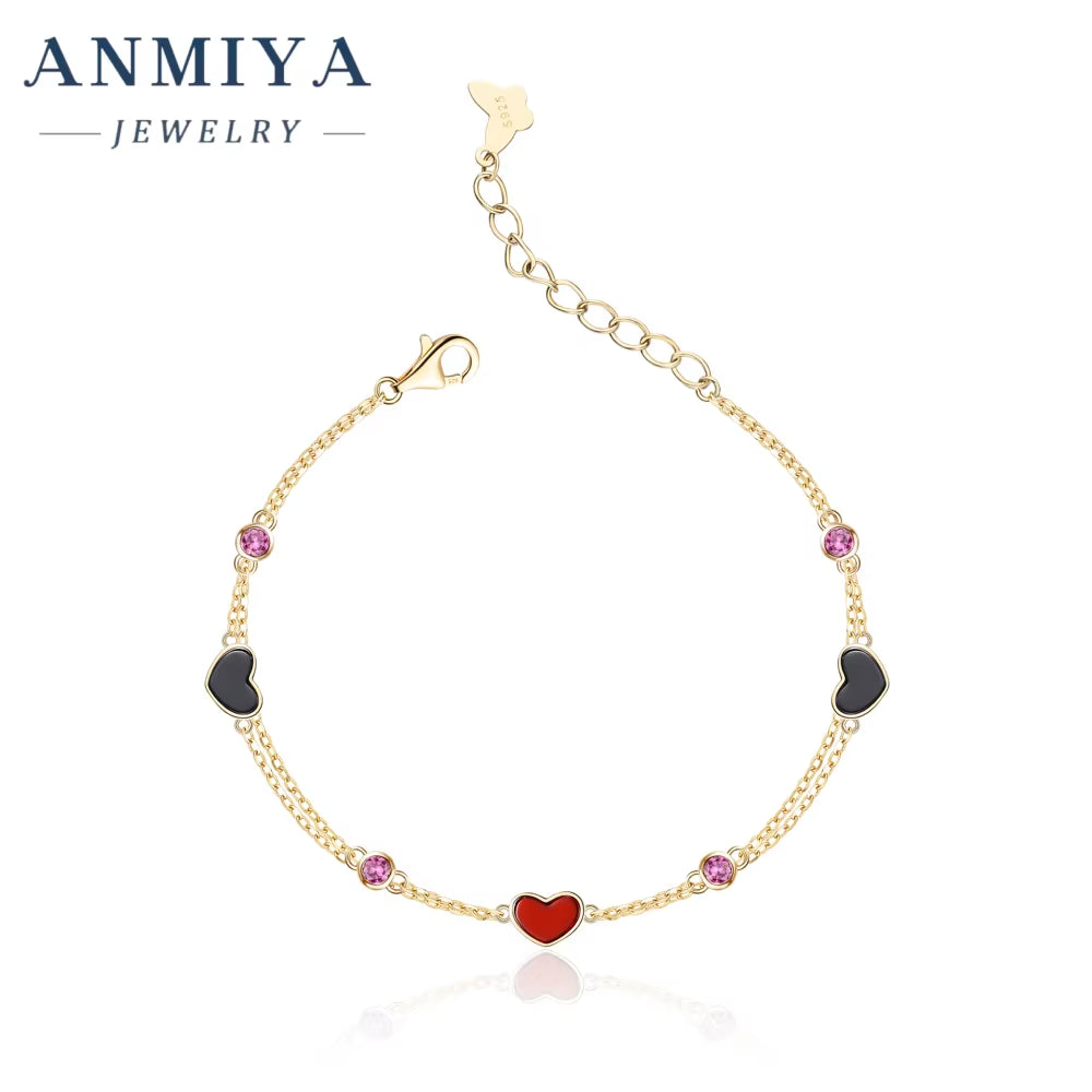 INS Hot Sales Heart Shape Zircon Fashion Jewelry Silver 925 Bracelet for Lover Friendship Couple