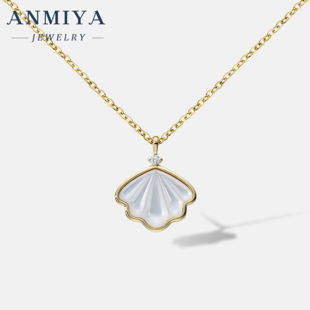 Fashion Ocean Series White Pearl Necklace Waterproof 18K Gold Plated 925 Silver Seashell Charm Necklaces for Women