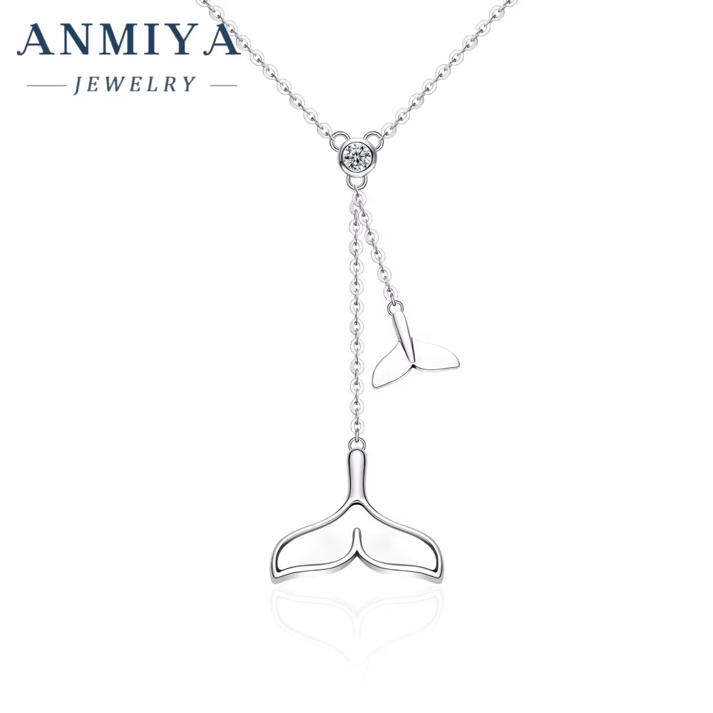 925 Sterling Silver Double Fishtail Necklace Light Luxury Female Niche Design Sense Jewelry