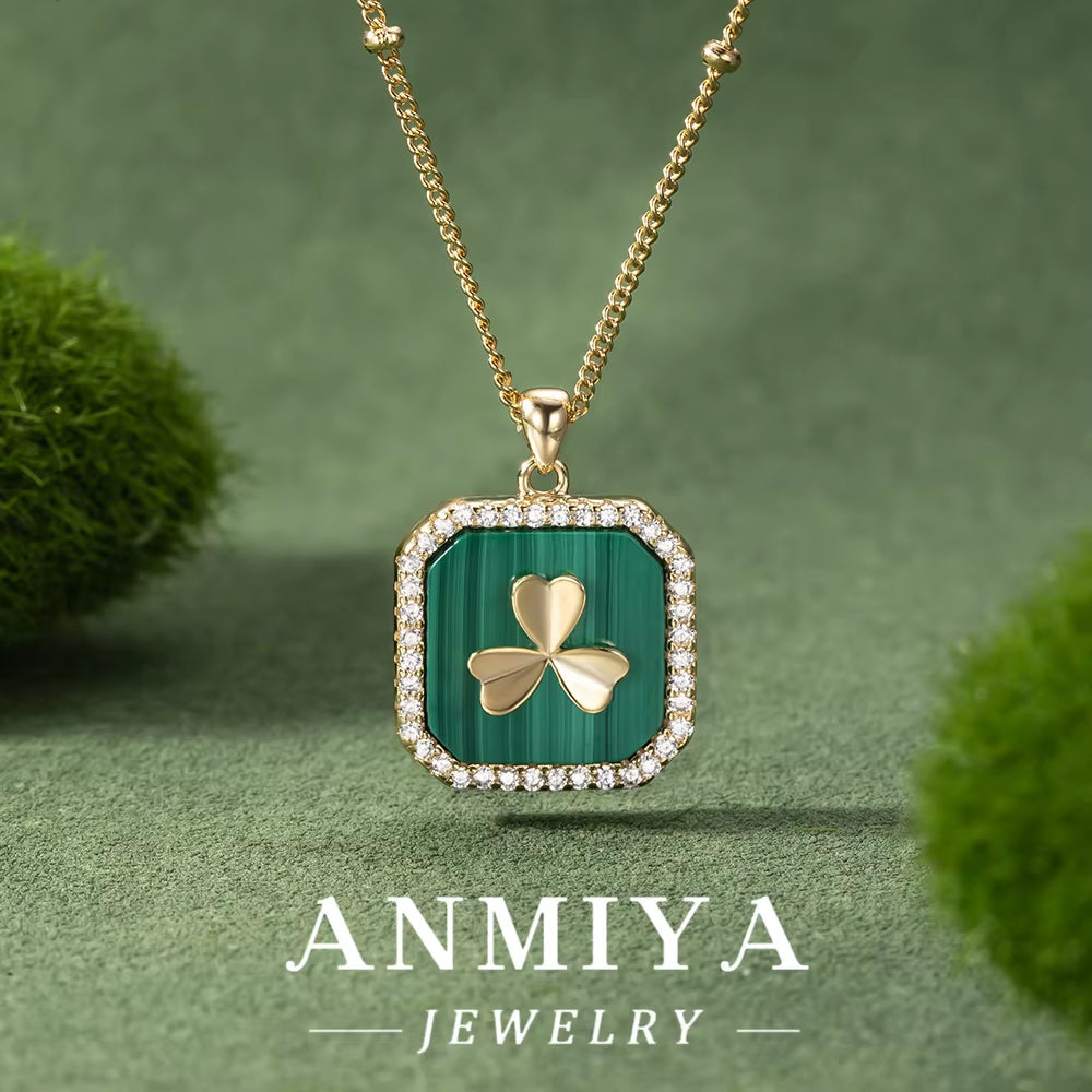 925 Sterling Silver Jewelry Set with Malachite Gemstone | Delicate Silver Necklace for Women | Handcrafted Green Stone Pendant