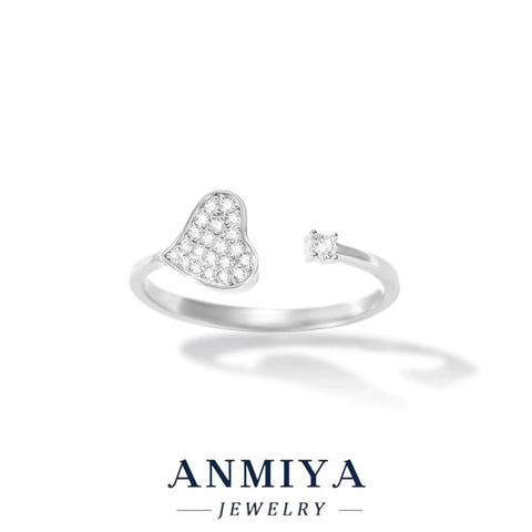 Minimalist Design Silver Heart Ring Adjustable Layering Stack Rings Women'S Fashion Jewelry for Jewelry Wholesale