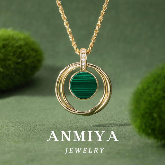 Silver Jewelry Masterpiece: 925 Sterling Silver Necklace with Malachite, Timeless Elegance