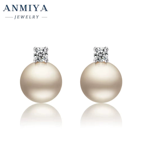 High Quality Fashion Jewelry Plated 925 Silver Needle Stud Cubic Zirconia Pearl Earrings for Women