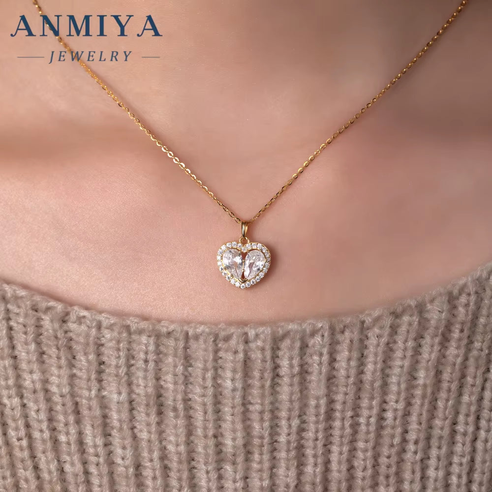 Everyday Silver 925 Jewelry Set, Versatile Heart Sterling Silver Necklace & Earring, Casual Jewelry