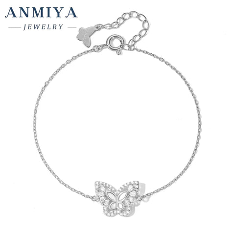 925 Sterling Silver Jewelry Clover Bracelet with Butterfly , Adjustable Chain & Hypoallergenic Design for Bridal Party Gift