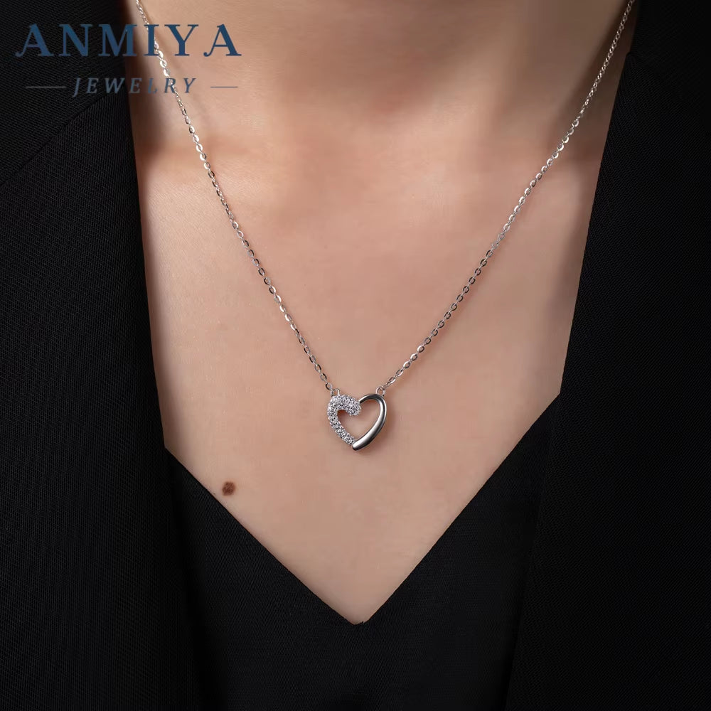 925 Silver Zircon Heart Necklace Earrings Pendant Wedding Set Dubai Bridal Jewelry Women Parties Engagements Featuring Pearls