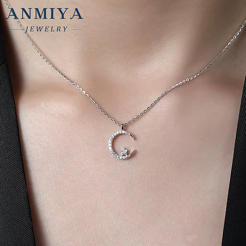 925 Sterling Silver Starburst Moon Star Necklace Celestial Necklace Valentine'S Day Gift