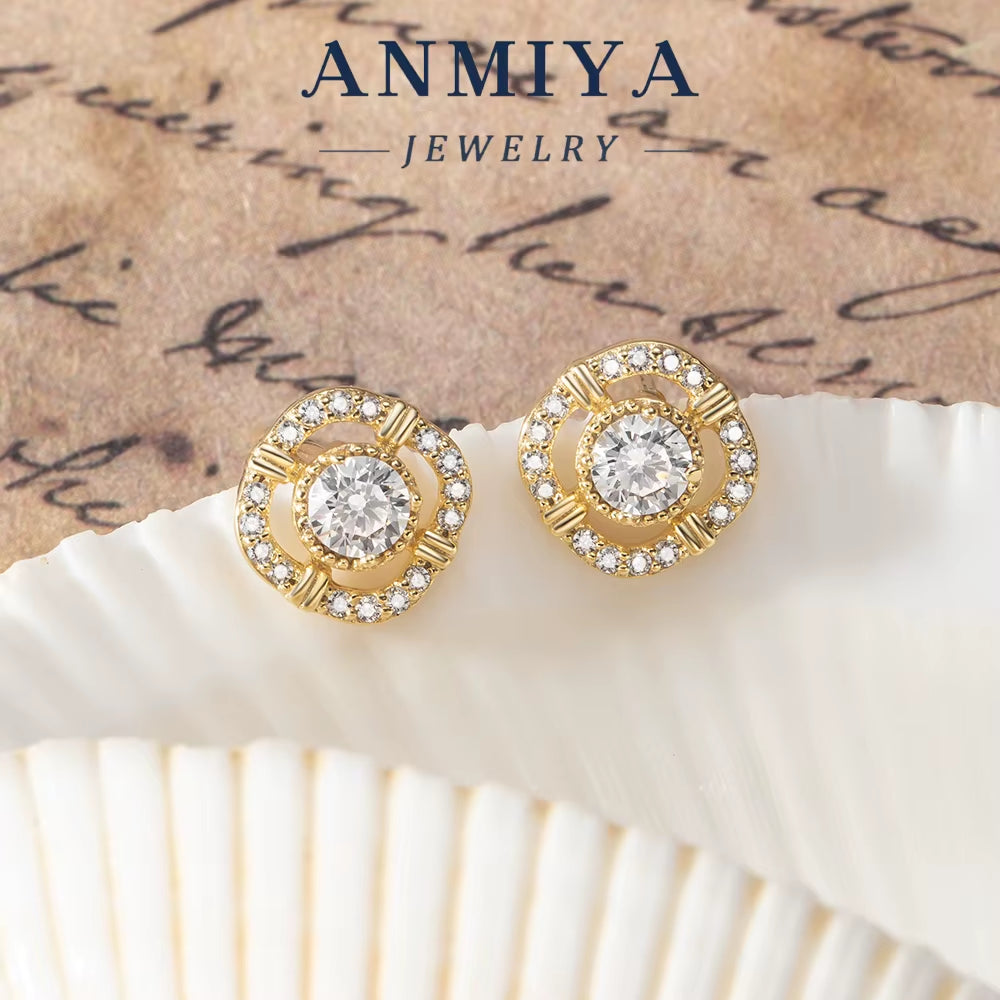 Trendy Silver Jewelry 925 Sterling Set Geometric Zircon Pave Cutout Design Earrings for Holiday Gifts