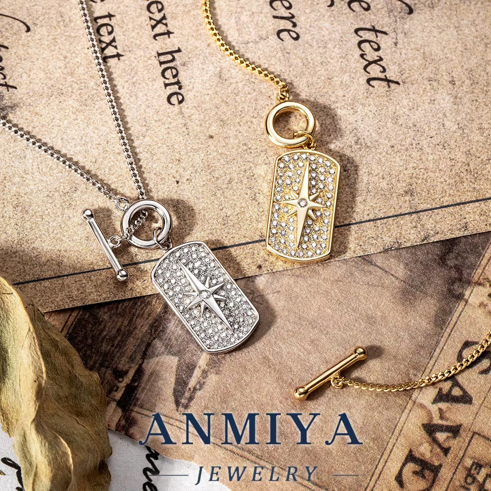 Best Selling 18K Gold-Plated North Star Pendant Necklace Cubic Zirconia Stylish 925 Sterling Silver Dazzling Necklace