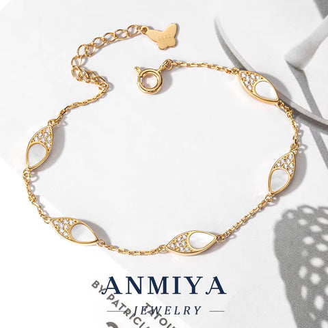 Stackable Minimalist Silver Jewelry Essentials - Thin Eye Shape Clover Bracelet for Layered Wrist Stacks