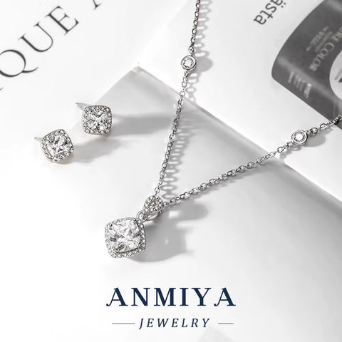 Tarnish-Resistant Silver 925 Matching Set Showcasing Faceted Geometric Zircon Elements - Luxury Anniversary Gift Package