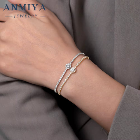 Wholesale Shining Golden Bracelet Women Trendy 925 Silver Tennis Bracelet Vintage Cubic Zircon Jewelry Design