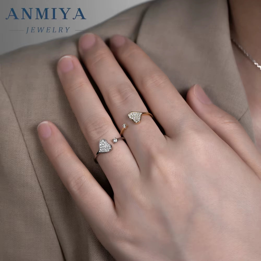 Minimalist Design Silver Heart Ring Adjustable Layering Stack Rings Women'S Fashion Jewelry for Jewelry Wholesale