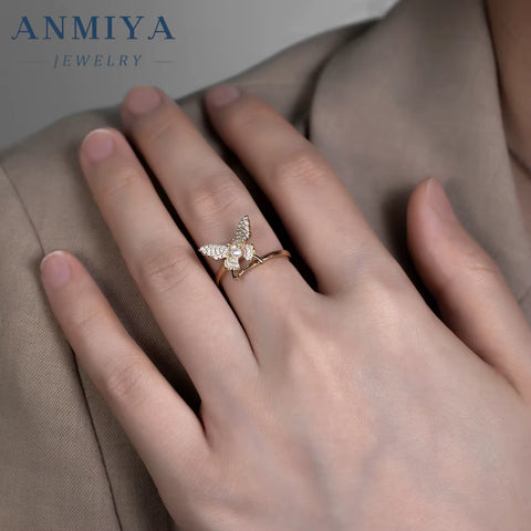 Elegant Butterfly Adjustable Silver Ring Anti-Tarnish Trendy Party Jewelry Women'S Fashion Accessories