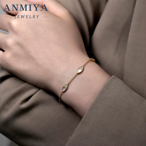 Stackable Minimalist Silver Jewelry Essentials - Thin Eye Shape Clover Bracelet for Layered Wrist Stacks