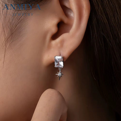 New Tide Geometry Zircon Star Stud Earrings New Stye 2024 Hot Sale Dangling Rhinestone Earrings for Women