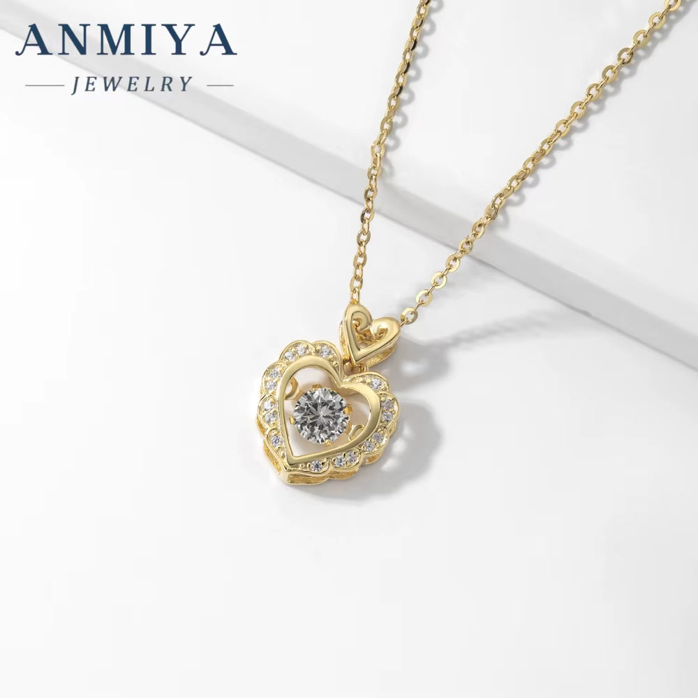 Sweet Girls Gift Love Heart Shape Women Bling Zircon Stone 925 Silver Plated Chain Cute Hollow Heart Pendant Necklace