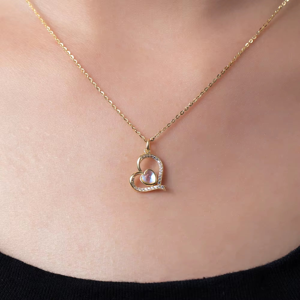 ANMIYA 925 Sterling Silver Link Chain Necklace Simple Heart Cubic Zirconia Pendant Fine Jewelry Necklace for Women Gift