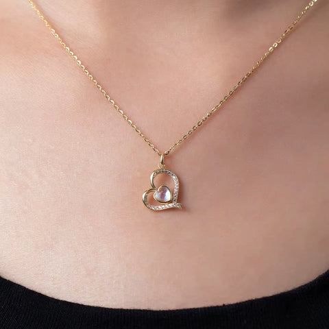 ANMIYA 925 Sterling Silver Link Chain Necklace Simple Heart Cubic Zirconia Pendant Fine Jewelry Necklace for Women Gift