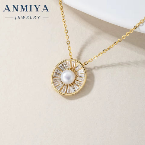 Fine Fashion Irregular Circle Pearl Necklace Set Zircon Sterling Silver Fashion Jewelry Girls Necklaces Earrings Set for Gift