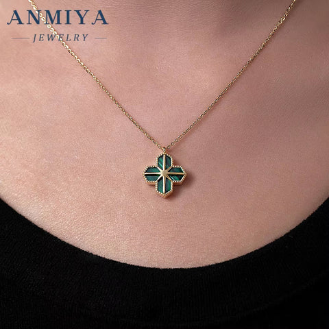 Silver Jewelry Collection: 925 Sterling Silver Malachite Necklace, Crafted for Elegance