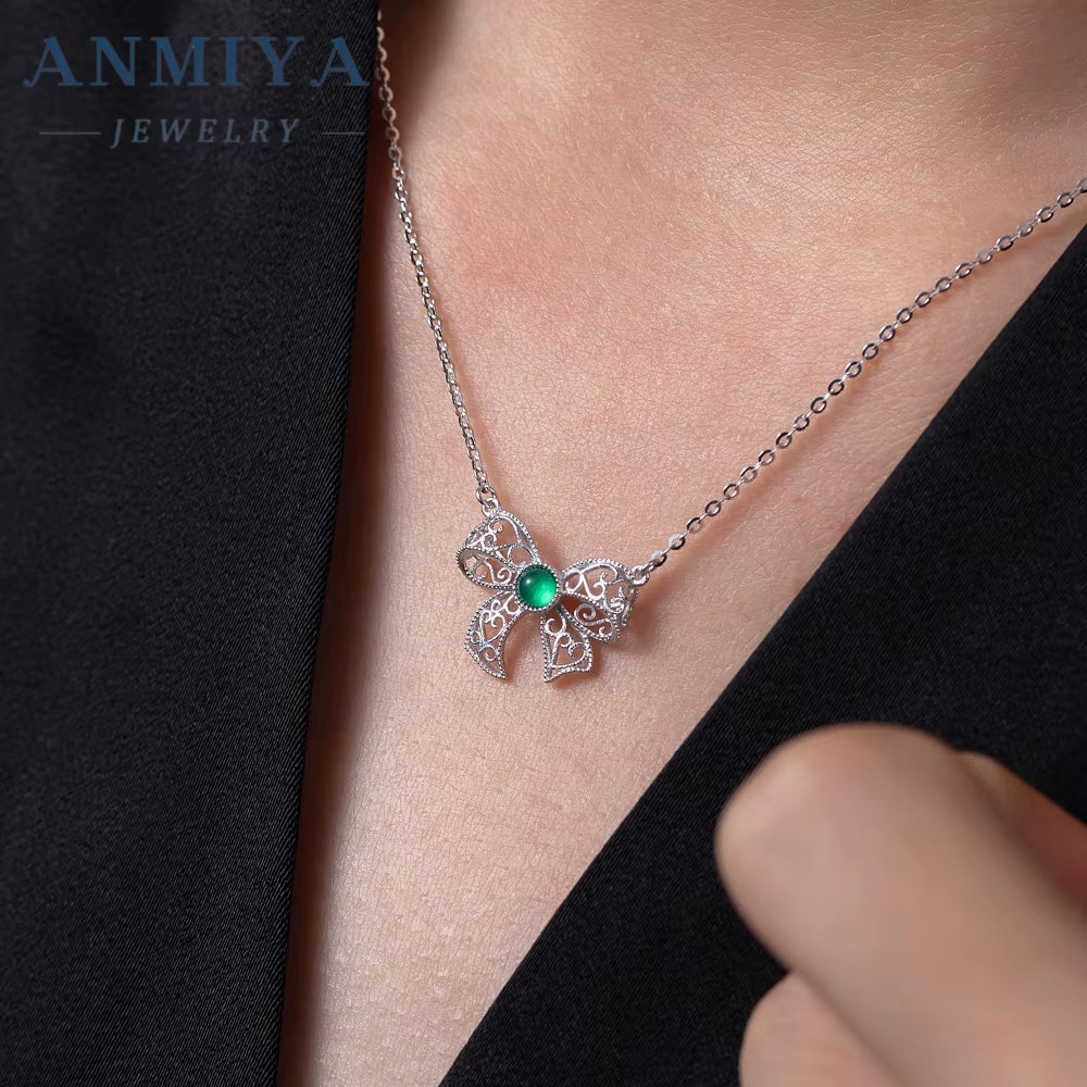 New Arrival Fashion 18K Gold Plating Bow Necklace 925 Silver for Women Girls Jewelry