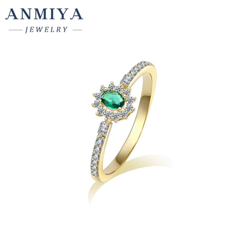 ANMIYA Green Cz Custom Wedding 925 Sterling Silver Gemstone Cubic Zirconia Ring