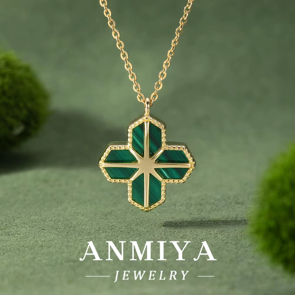 Silver Jewelry Collection: 925 Sterling Silver Malachite Necklace, Crafted for Elegance