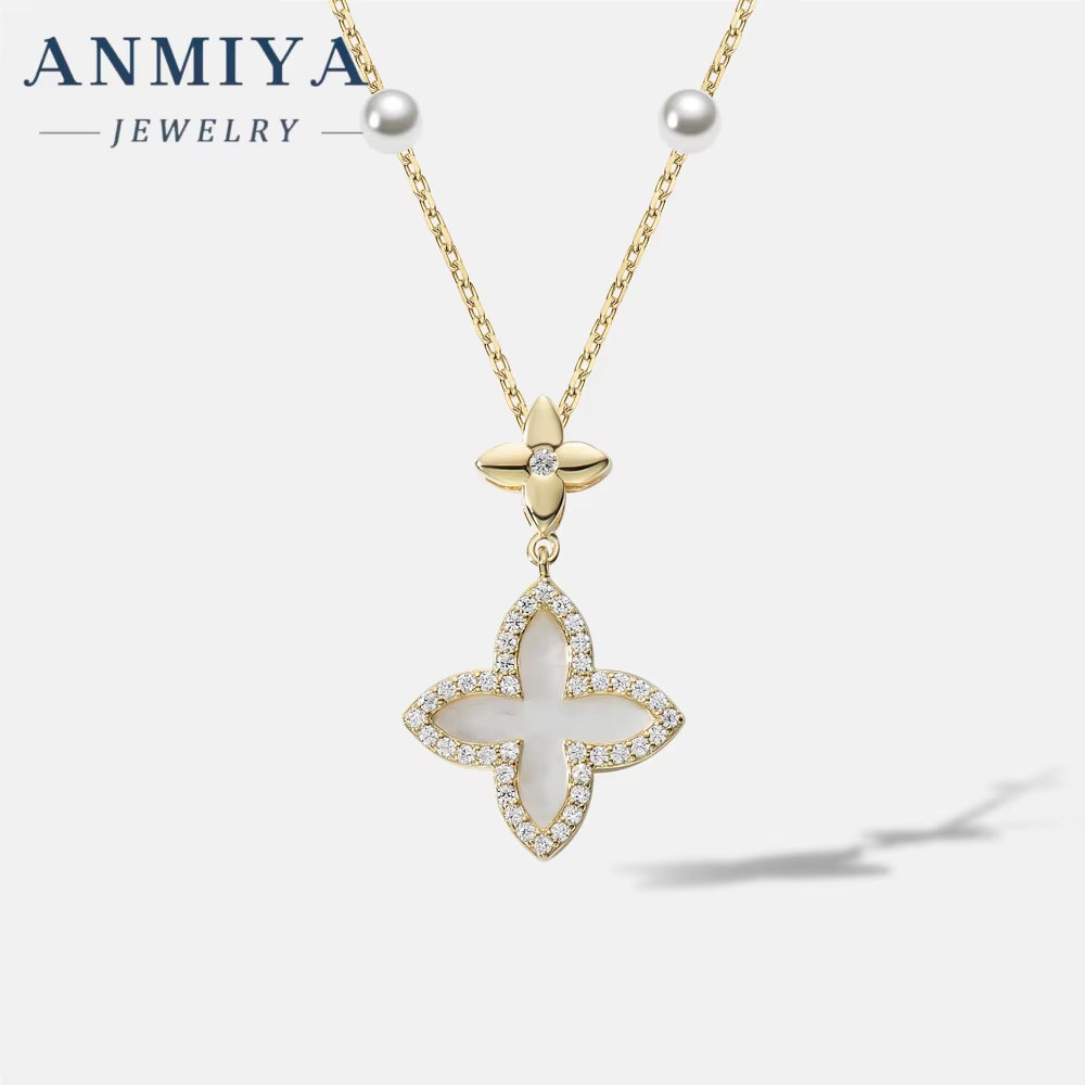 Fashion Jewelry 4 Leaf Clover 18K Real Gold Plated Necklaces for Women Girls Gold Long Necklace Custom Indian Jewelry for Women