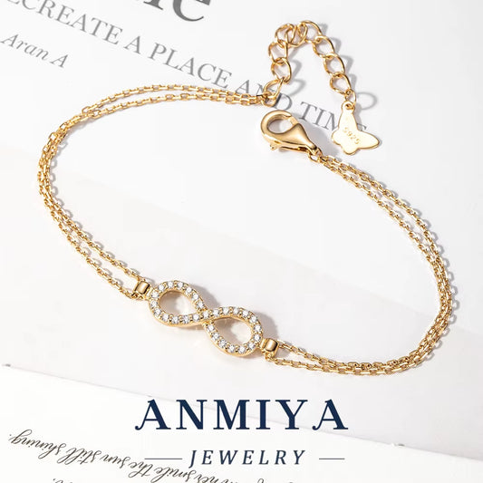 925 Sterling Silver Jewelry Clover & Mobius Strip Bracelet with Infinity Symbol Design for Eternal Love Gifts