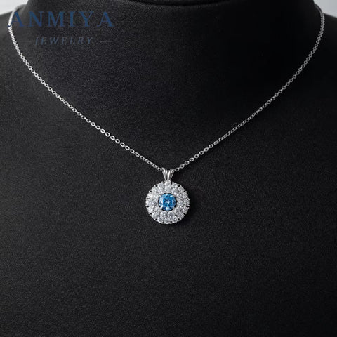 Birthday Gift Drop Stone Pendant Pink Cushion Zircon round Ice Cut Silver Necklace Elegant Queen 925 Silver Necklace