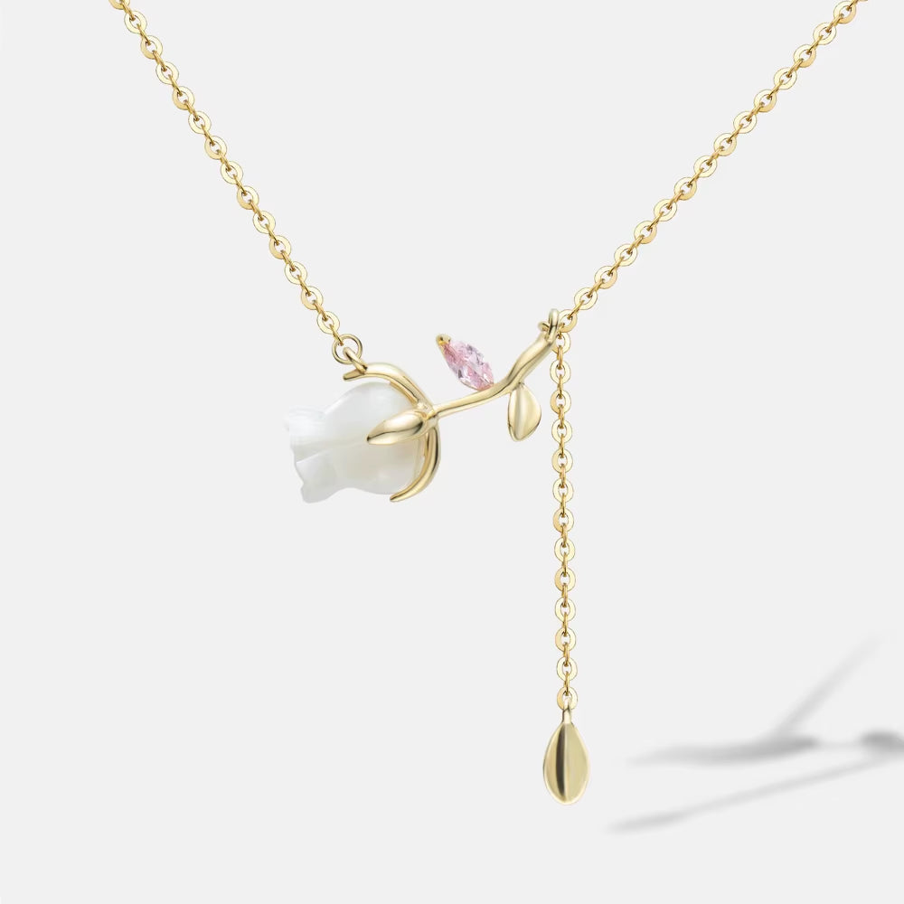 2024 Hot Tulip Flower Zircon Necklace High-Quality Accessories Necklace 925 Silver Necklace Wholesale