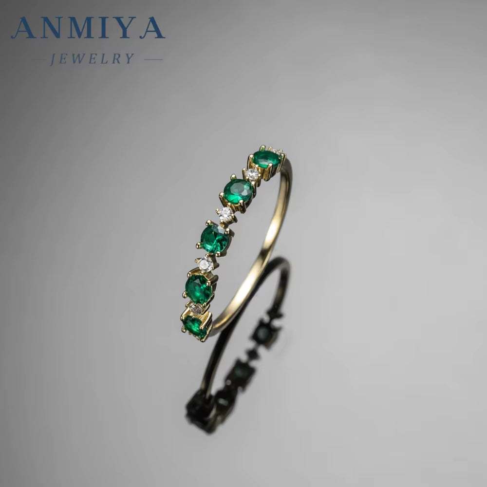 Manufacturer 925 Sterling Silver Green Cubic Zirconia Band round Cut Rings for Women Promise Ring for Couples