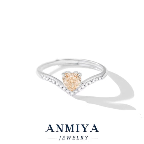 Wholesale 925 Heart Zircon Ring Luxury Silver Jewelry Bulk Stock for Anniversary/Gift/Women