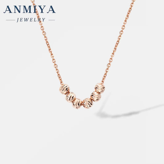 ANMIYA Rose Gold Plated 925 Silver Temperament Fine Jewelry Collarbone Bead Necklace for Women