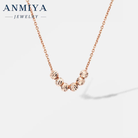 ANMIYA Rose Gold Plated 925 Silver Temperament Fine Jewelry Collarbone Bead Necklace for Women