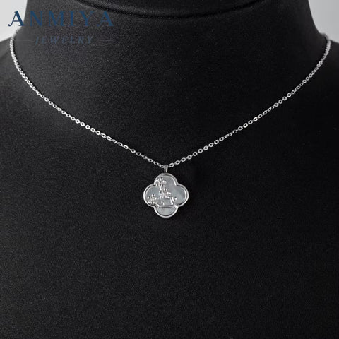 Women'S 925 Sterling Silver Plum Blossom Necklace Four Leaf Clover Pendant for Birthday Anniversary