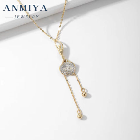 ANMIYA Most Popular Tiny Dainty Silver Ballerina 18K Gold Plated Zircon Waterproof 925 Sterling Silver Jewelry Necklace