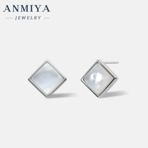 Trendy Temperament Fine Jewelry Earrings Diamond Square Fresh Water Pearl Stud Earrings for Women