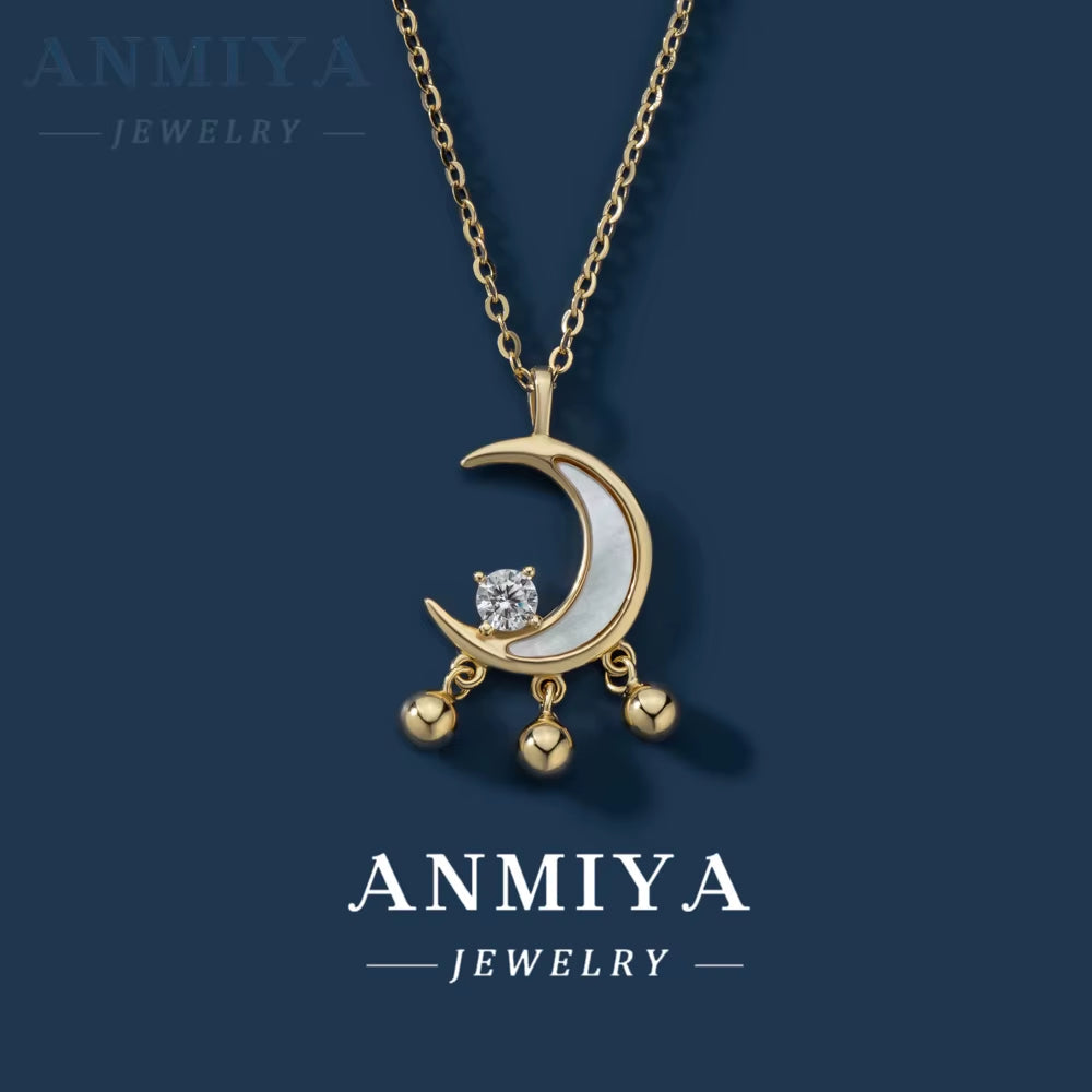ANMIYA Light Luxury Clavicle Chain Party Jewelry for Women Star Moon Zircon Tassel Chain Necklace