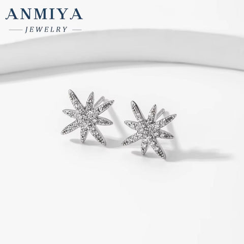 Latest Design Minimalist Octagram 925 Silver Classic Vintage Piercing Simple Earrings