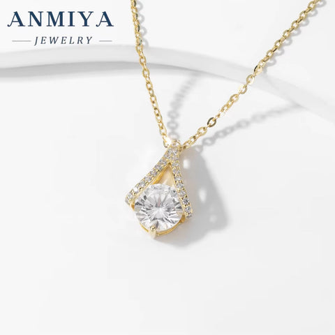 ANMIYA High Quality Wedding Jewelry Gift 925 Sterling Silver 18K Gold Pendant Necklaces for Women