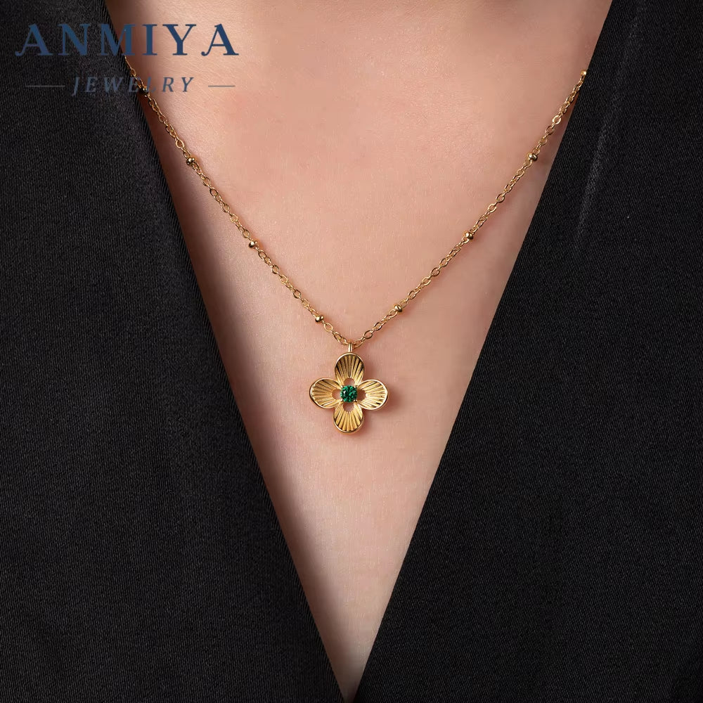 2024 Popular Jewelry Charm 4 Four Leaf Clover Flower Necklace Earring Plated 18K Gold 925 Silver Clover Jewelry Set