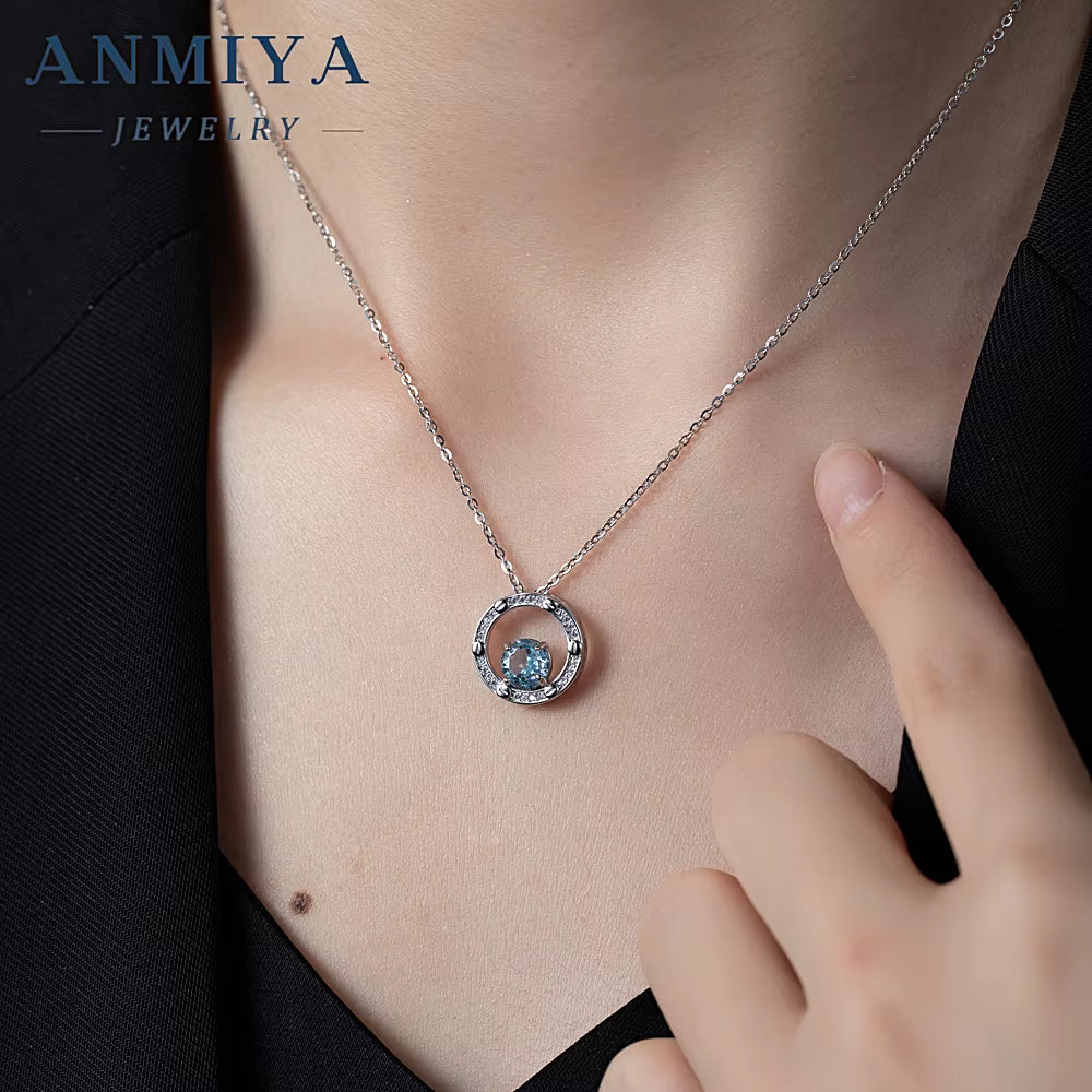 Fashion 925 Sterling Silver Jewelry Set Fashion 5A Zircon Ice Cut Green Blue Necklace Earrings Jewelry