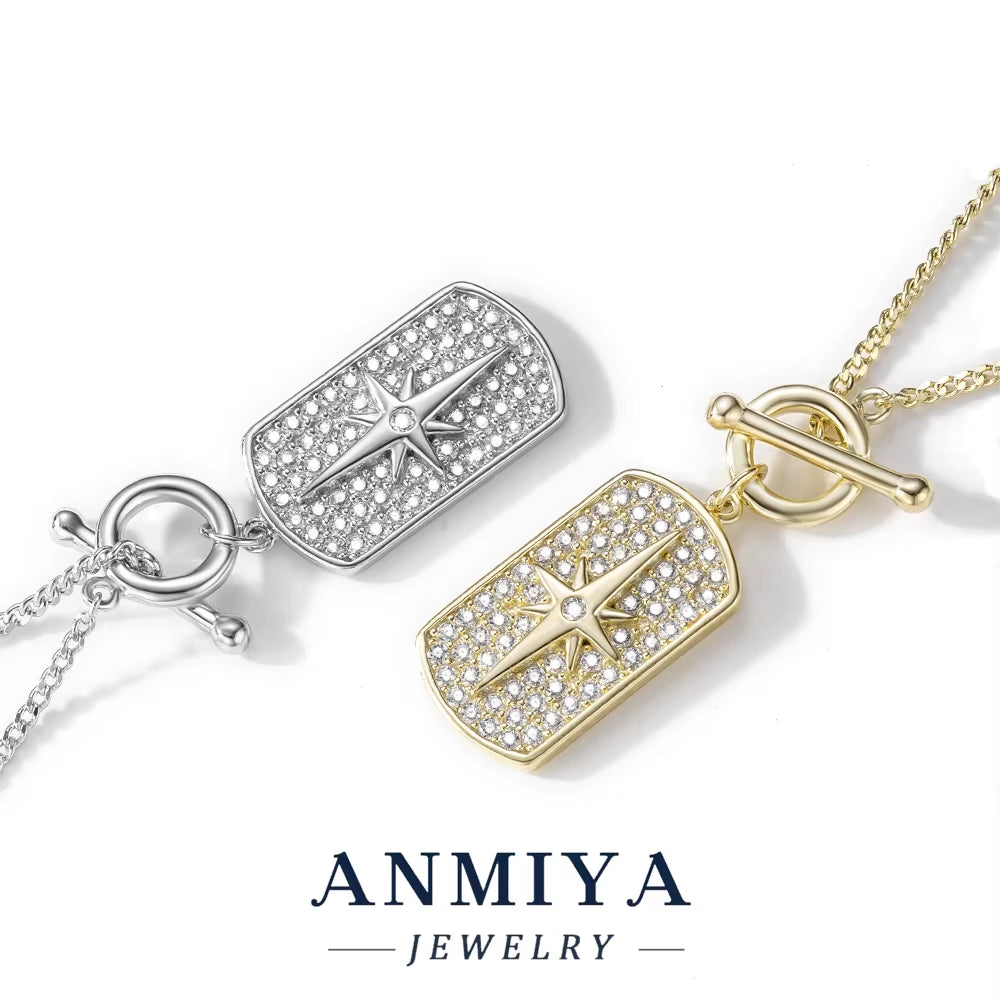 Best Selling 18K Gold-Plated North Star Pendant Necklace Cubic Zirconia Stylish 925 Sterling Silver Dazzling Necklace