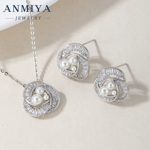 Elegant Wholesale Fine 925 Silver High Quality Freshwater Pearl Rose Flower Shape Earrings Set for Gift Women